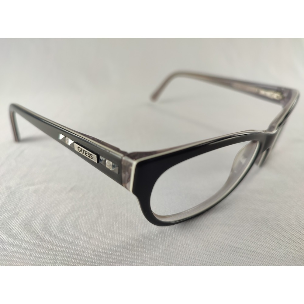 Guess Eyeglass Frames Women Black Gray Crystal Rhinestone Soft Rectangle Cat Eye